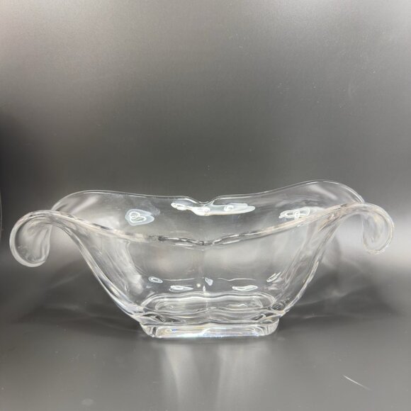 Heisey Glass Scroll Droop End Wing Oval Centerpiece Bowl Manganese 365nm UV Glow - Picture 6 of 16